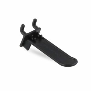 A black, custom molded plastic part